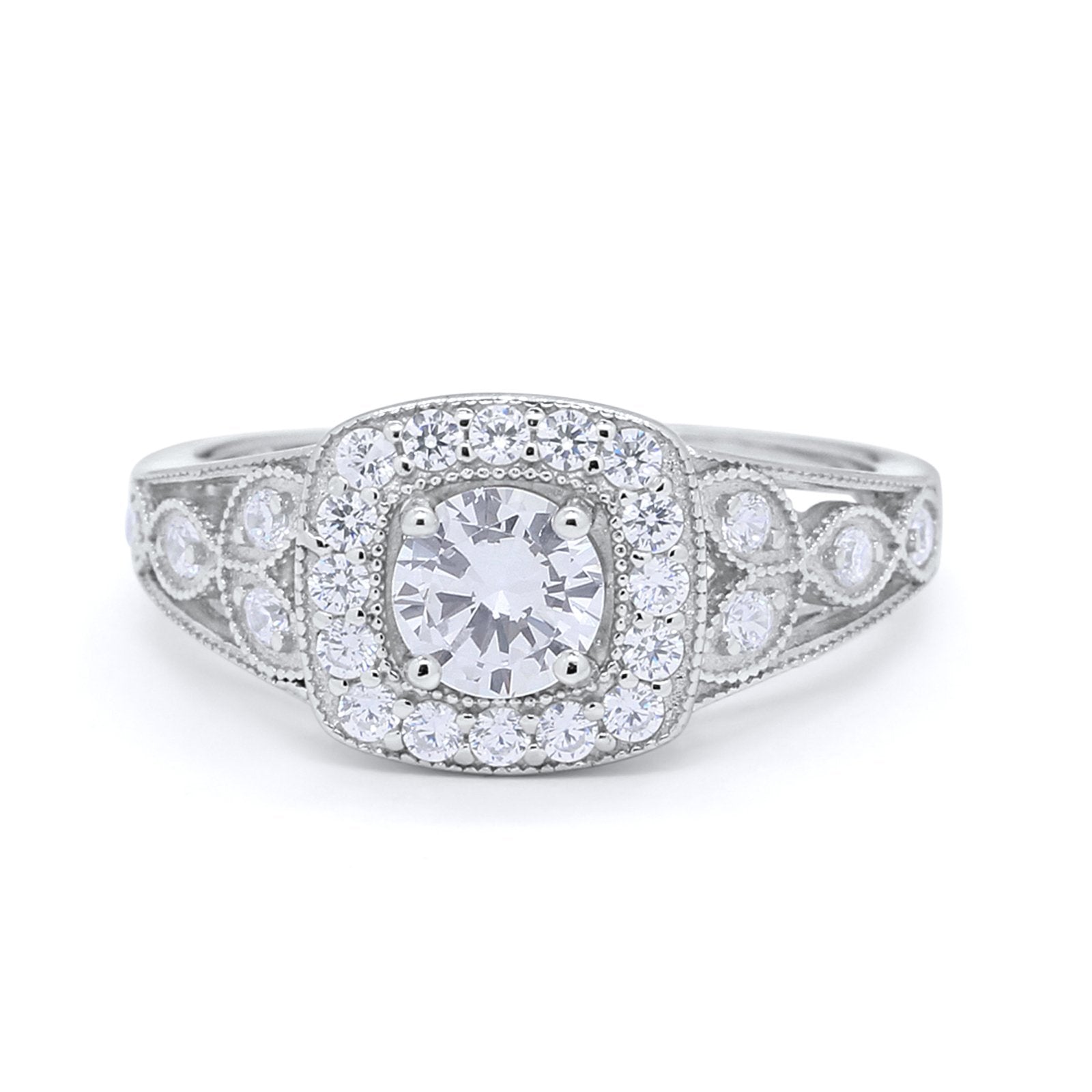 Bezel Solitaire Fashion Ring Simulated Cubic Zirconia 925 Sterling Silver