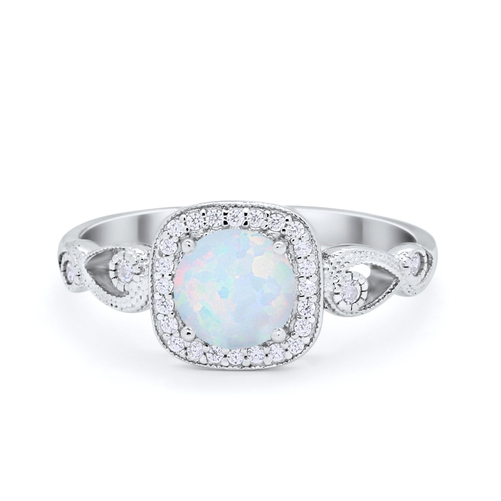Art Deco Filigree Vintage Style Wedding Ring Round Cubic Zirconia 925 Sterling Silver
