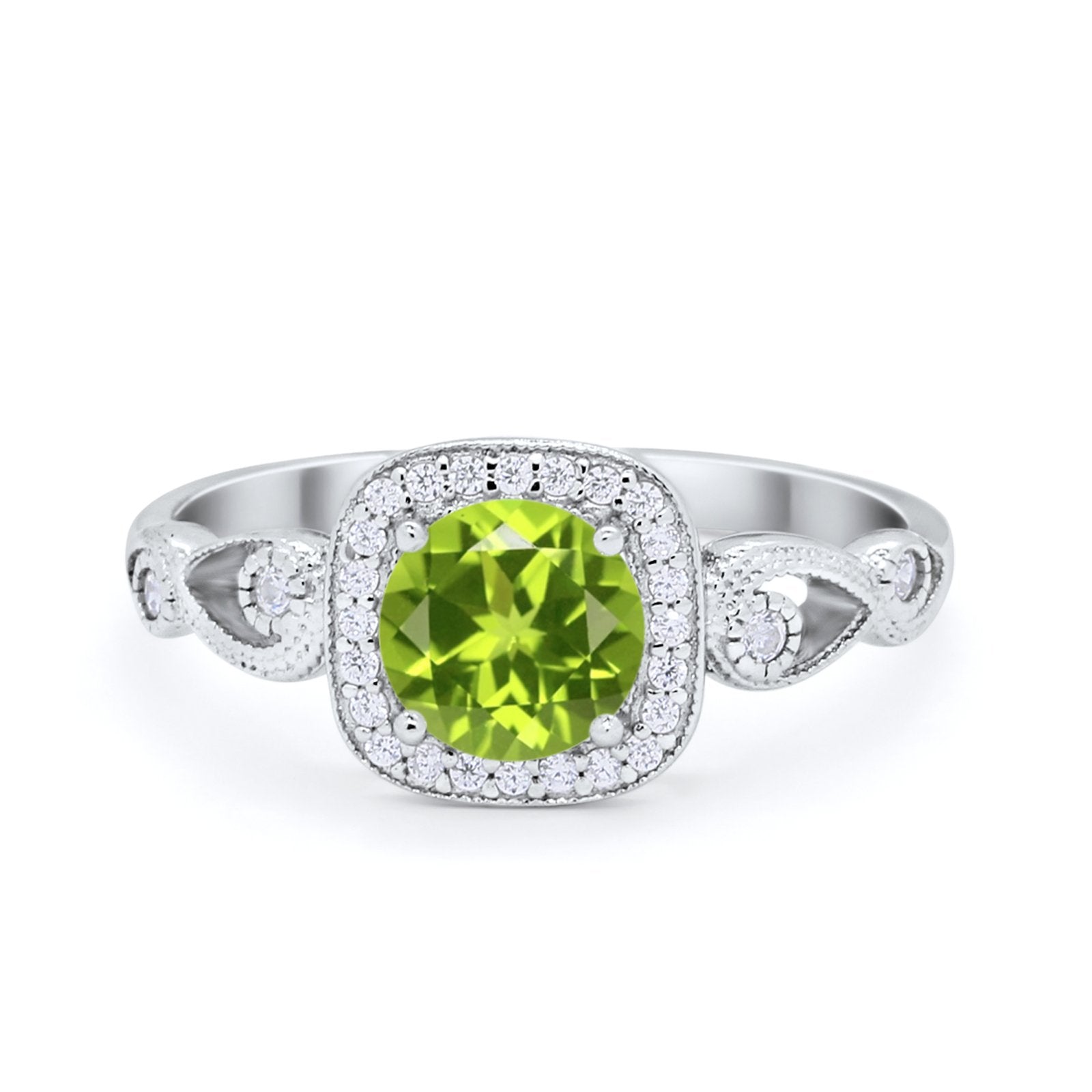 Art Deco Filigree Vintage Style Wedding Ring Round Cubic Zirconia 925 Sterling Silver