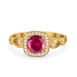 Art Deco Filigree Vintage Style Wedding Ring Round Cubic Zirconia 925 Sterling Silver