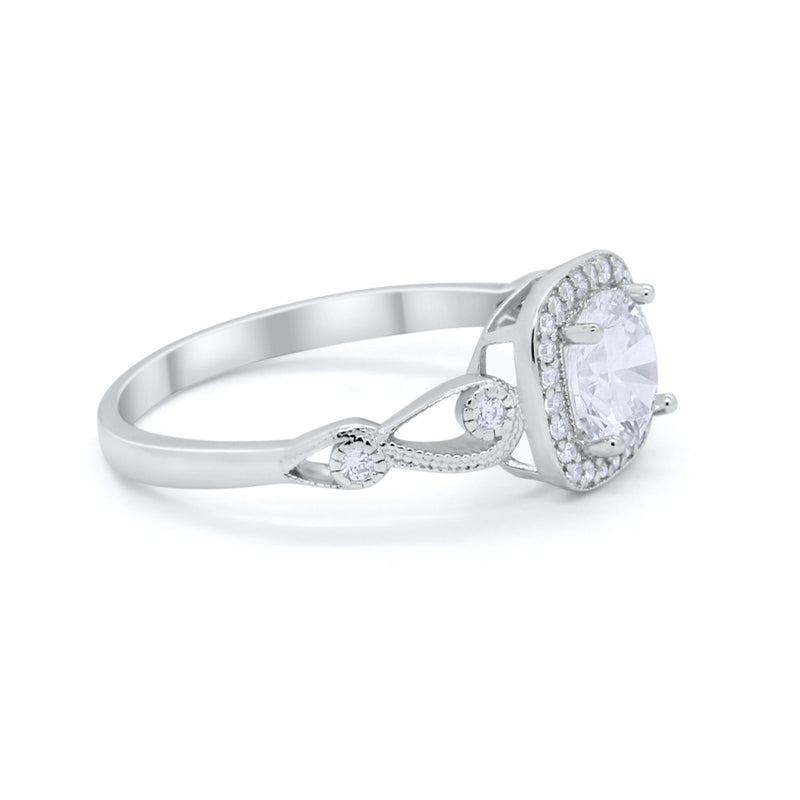 Art Deco Filigree Vintage Style Wedding Ring Round Cubic Zirconia 925 Sterling Silver