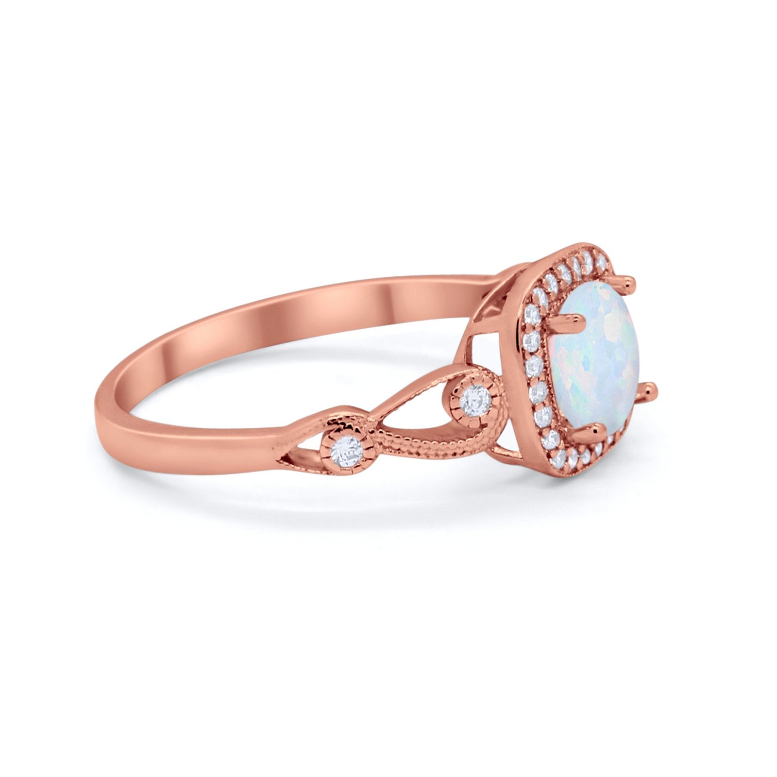 Art Deco Filigree Vintage Style Wedding Ring Round Cubic Zirconia 925 Sterling Silver