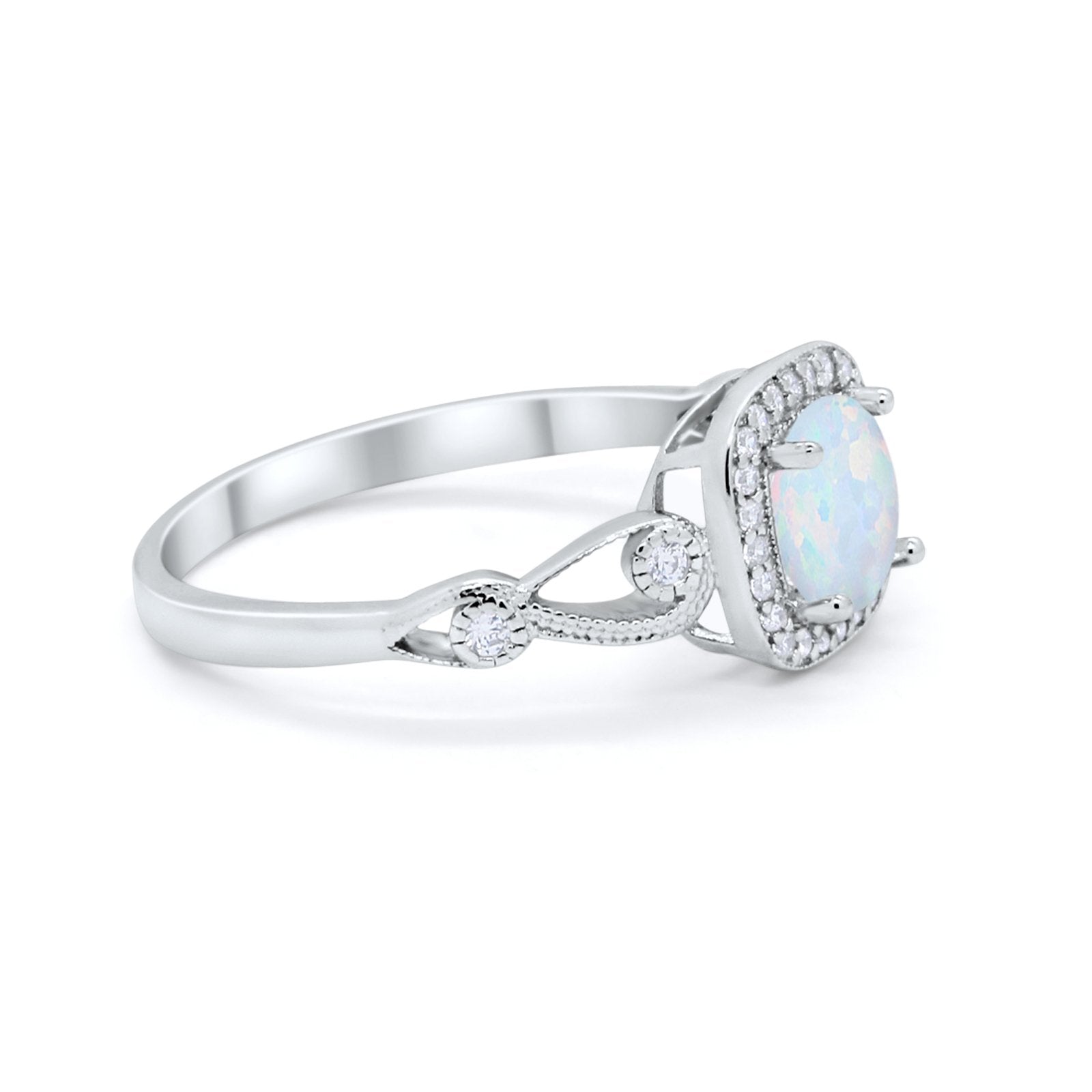 Art Deco Filigree Vintage Style Wedding Ring Round Cubic Zirconia 925 Sterling Silver
