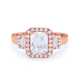 Three Stone Wedding Ring Emerald Cut Baguette Cubic Zirconia 925 Sterling Silver