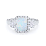 Three Stone Wedding Ring Emerald Cut Baguette Cubic Zirconia 925 Sterling Silver
