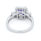 Three Stone Wedding Ring Emerald Cut Baguette Cubic Zirconia 925 Sterling Silver