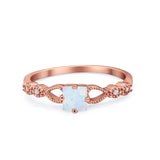 Art Deco Petite Dainty Princess Cut Wedding Ring Round Cubic Zirconia 925 Sterling Silver