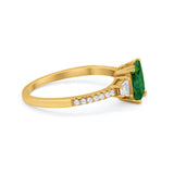 Emerald Cut Three Stone Wedding Ring Round Cubic Zirconia 925 Sterling Silver