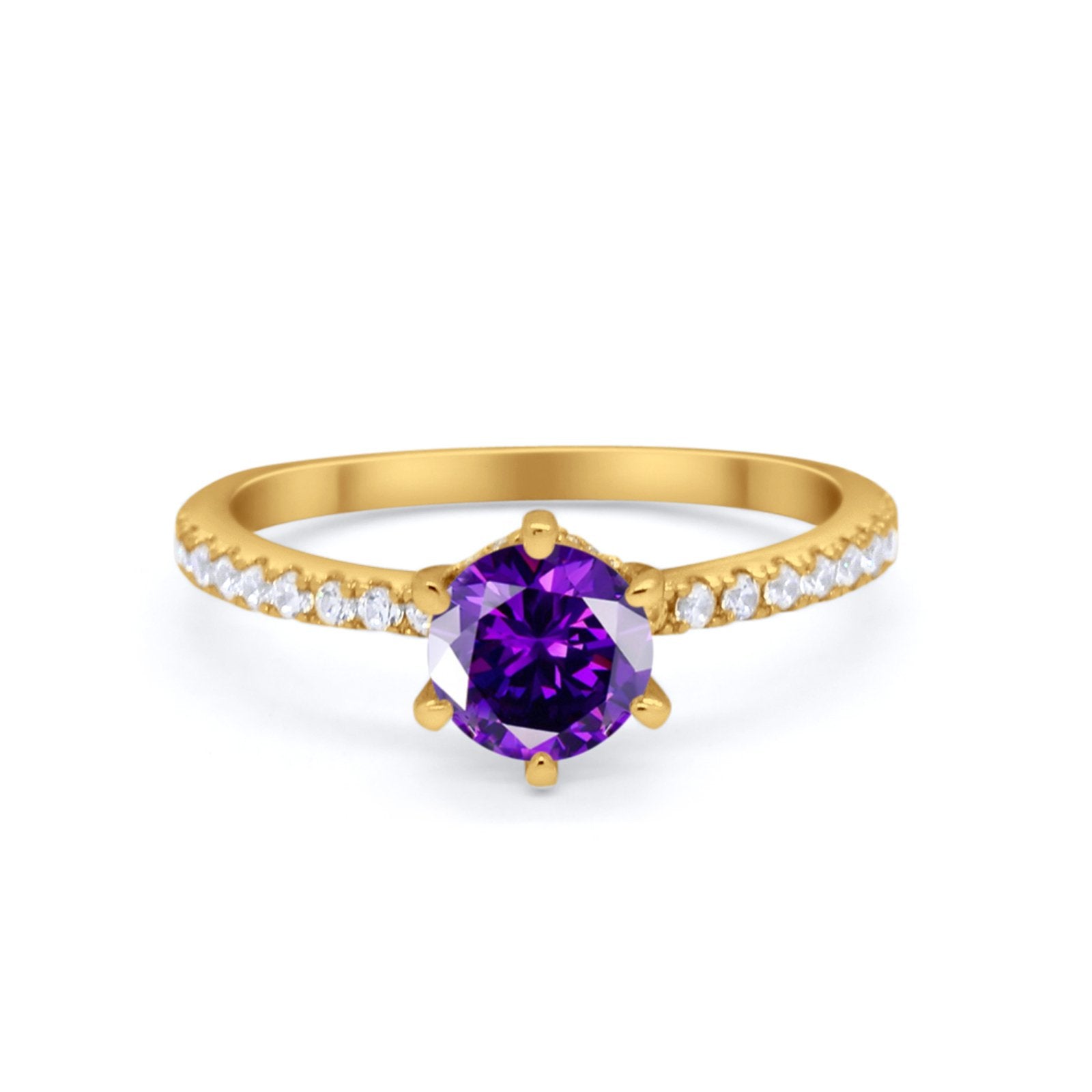 Art Deco Solitaire Accent Dazzling Wedding Ring Round Cubic Zirconia 925 Sterling Silver