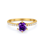 Art Deco Solitaire Accent Dazzling Wedding Ring Round Cubic Zirconia 925 Sterling Silver