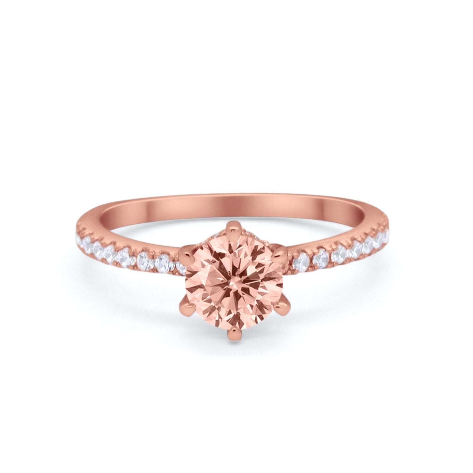 Art Deco Solitaire Accent Dazzling Wedding Ring Round Cubic Zirconia 925 Sterling Silver