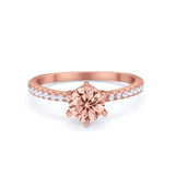 Art Deco Solitaire Accent Dazzling Wedding Ring Round Cubic Zirconia 925 Sterling Silver