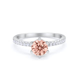 Art Deco Solitaire Accent Dazzling Wedding Ring Round Cubic Zirconia 925 Sterling Silver