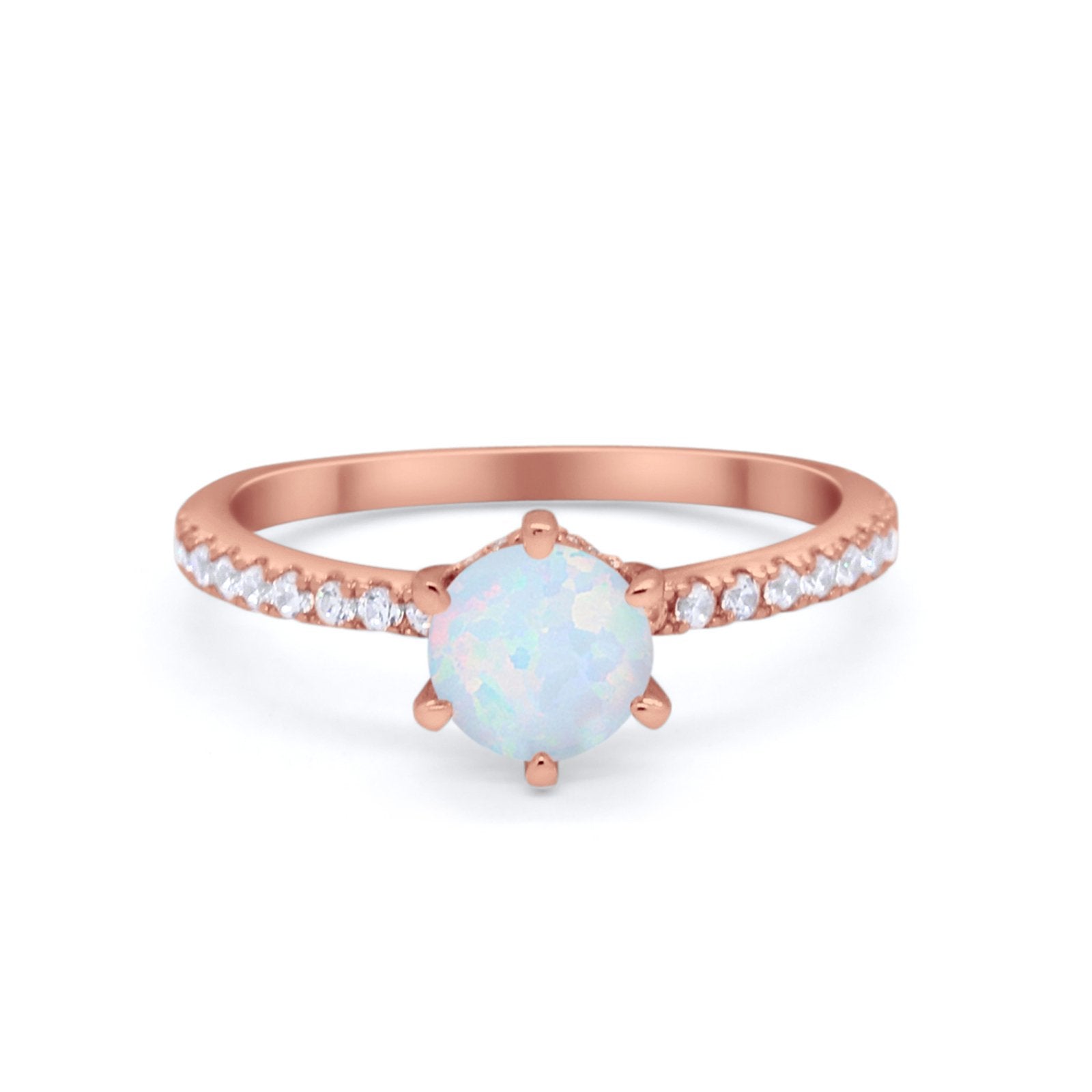 Art Deco Solitaire Accent Dazzling Wedding Ring Round Cubic Zirconia 925 Sterling Silver