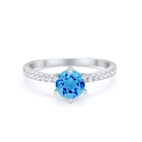 Art Deco Solitaire Accent Dazzling Wedding Ring Round Cubic Zirconia 925 Sterling Silver