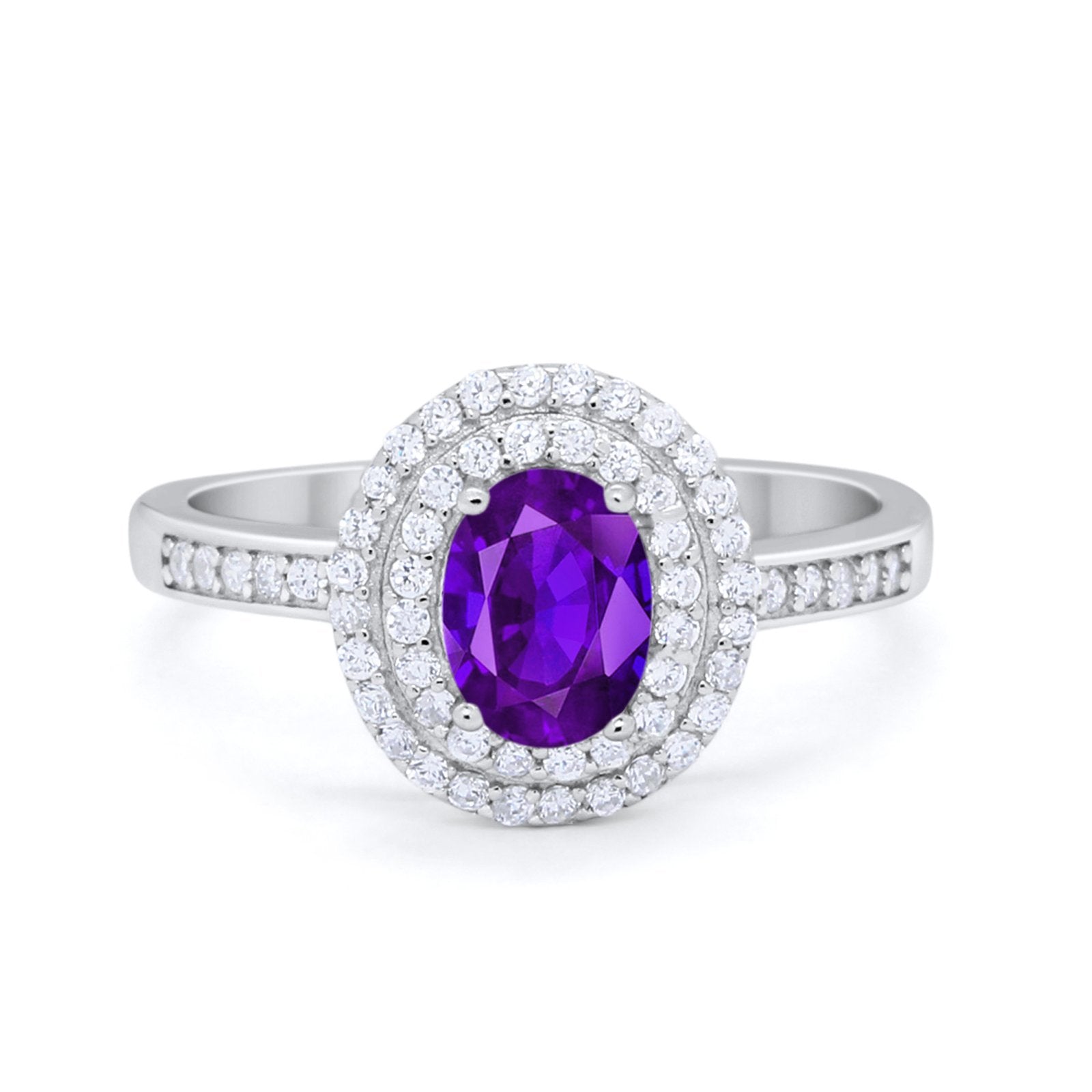 Art Deco Halo Wedding Ring Simulated Cubic Zirconia 925 Sterling Silver