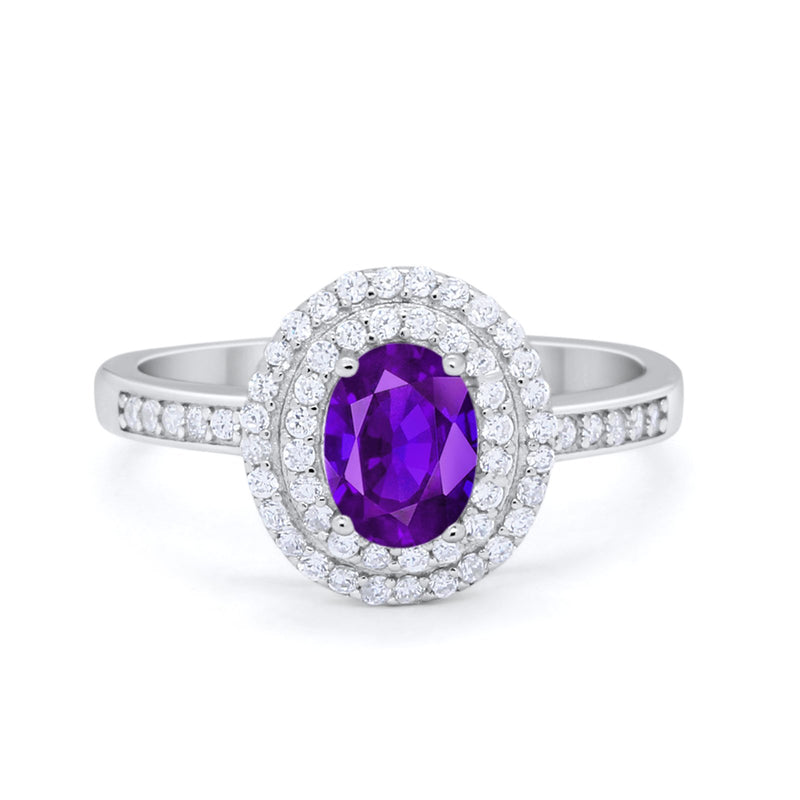 Art Deco Halo Wedding Ring Simulated Cubic Zirconia 925 Sterling Silver