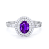 Art Deco Halo Wedding Ring Simulated Cubic Zirconia 925 Sterling Silver