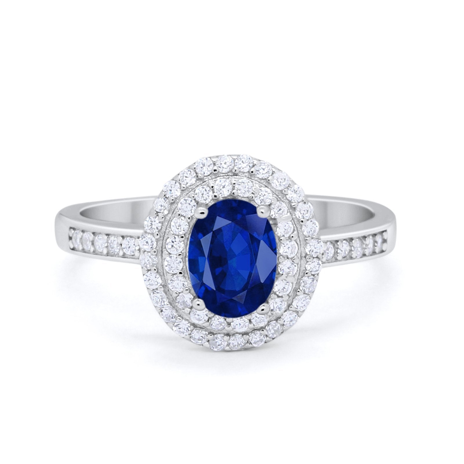 Art Deco Halo Wedding Ring Simulated Cubic Zirconia 925 Sterling Silver