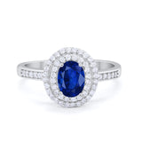 Art Deco Halo Wedding Ring Simulated Cubic Zirconia 925 Sterling Silver