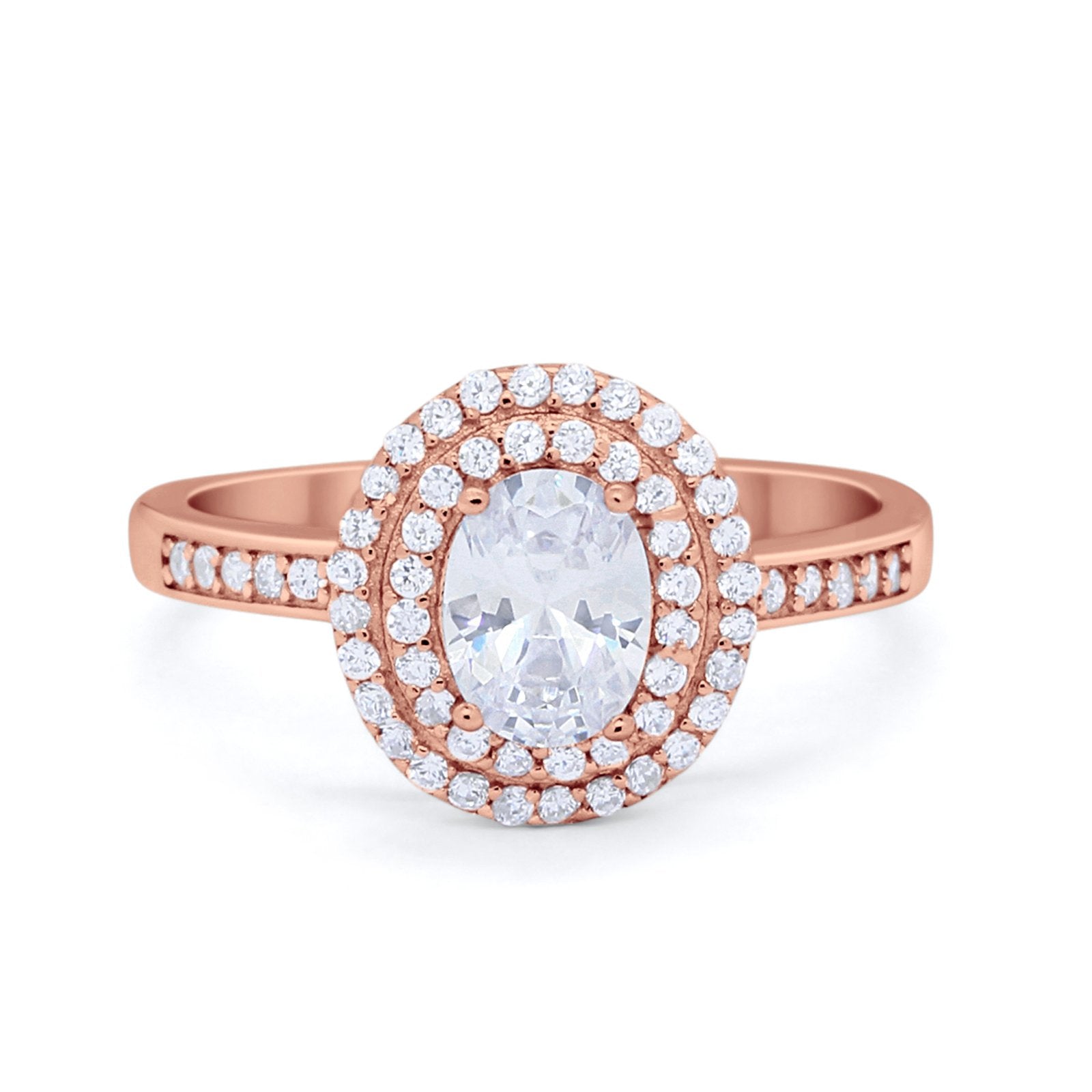 Art Deco Halo Wedding Ring Simulated Cubic Zirconia 925 Sterling Silver