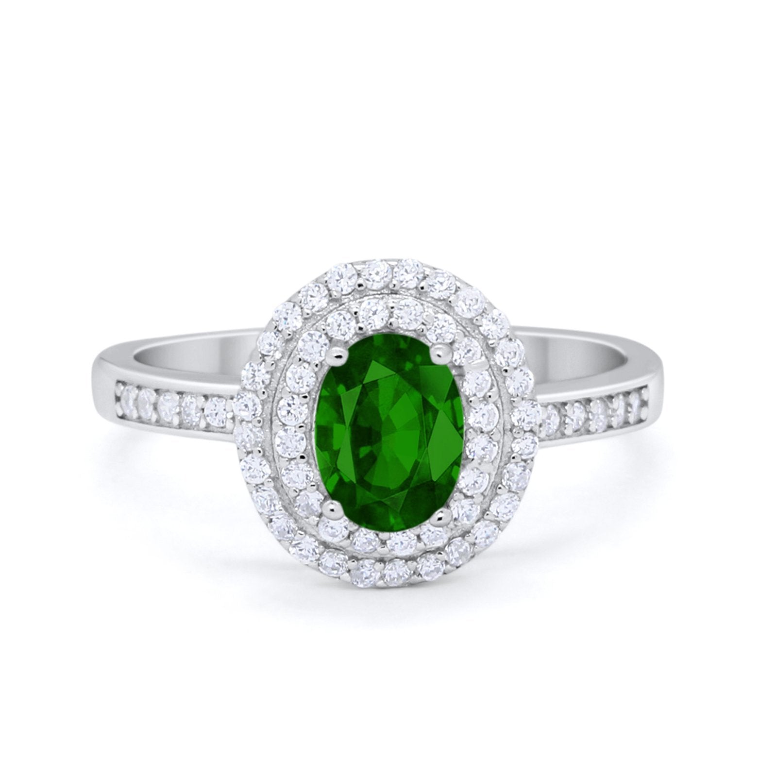 Art Deco Halo Wedding Ring Simulated Cubic Zirconia 925 Sterling Silver