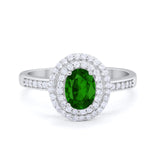 Art Deco Halo Wedding Ring Simulated Cubic Zirconia 925 Sterling Silver