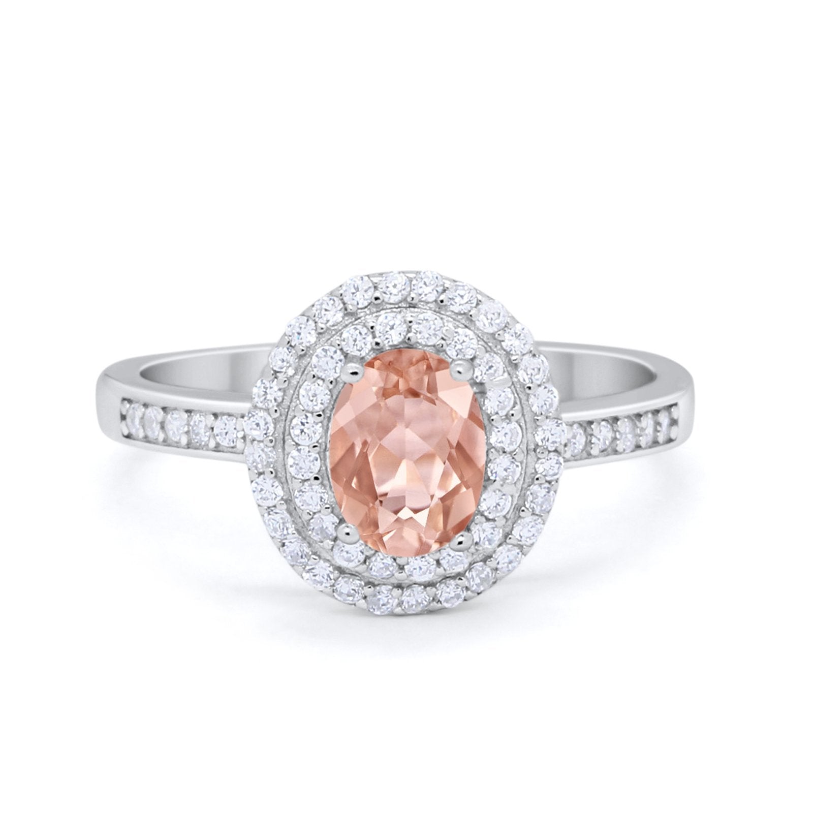 Art Deco Halo Wedding Ring Simulated Cubic Zirconia 925 Sterling Silver