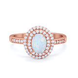 Art Deco Halo Wedding Ring Simulated Cubic Zirconia 925 Sterling Silver