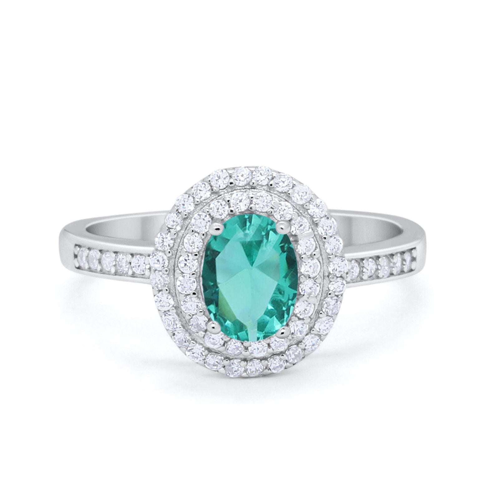 Art Deco Halo Wedding Ring Simulated Cubic Zirconia 925 Sterling Silver