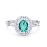 Art Deco Halo Wedding Ring Simulated Cubic Zirconia 925 Sterling Silver