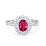 Art Deco Halo Wedding Ring Simulated Cubic Zirconia 925 Sterling Silver