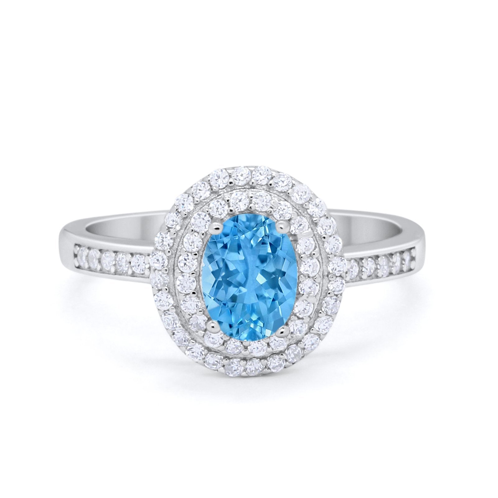 Art Deco Halo Wedding Ring Simulated Cubic Zirconia 925 Sterling Silver