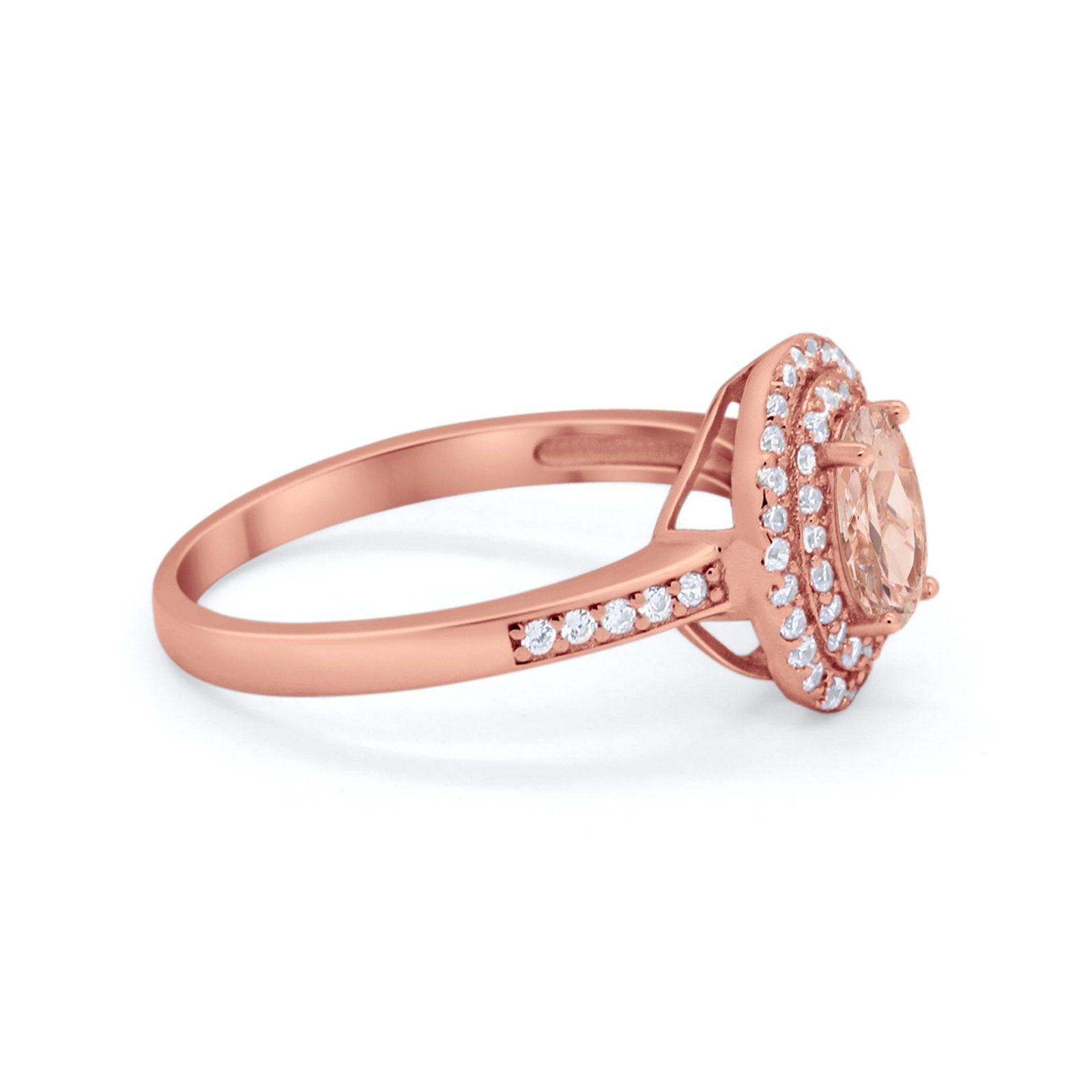 Art Deco Halo Wedding Ring Simulated Cubic Zirconia 925 Sterling Silver