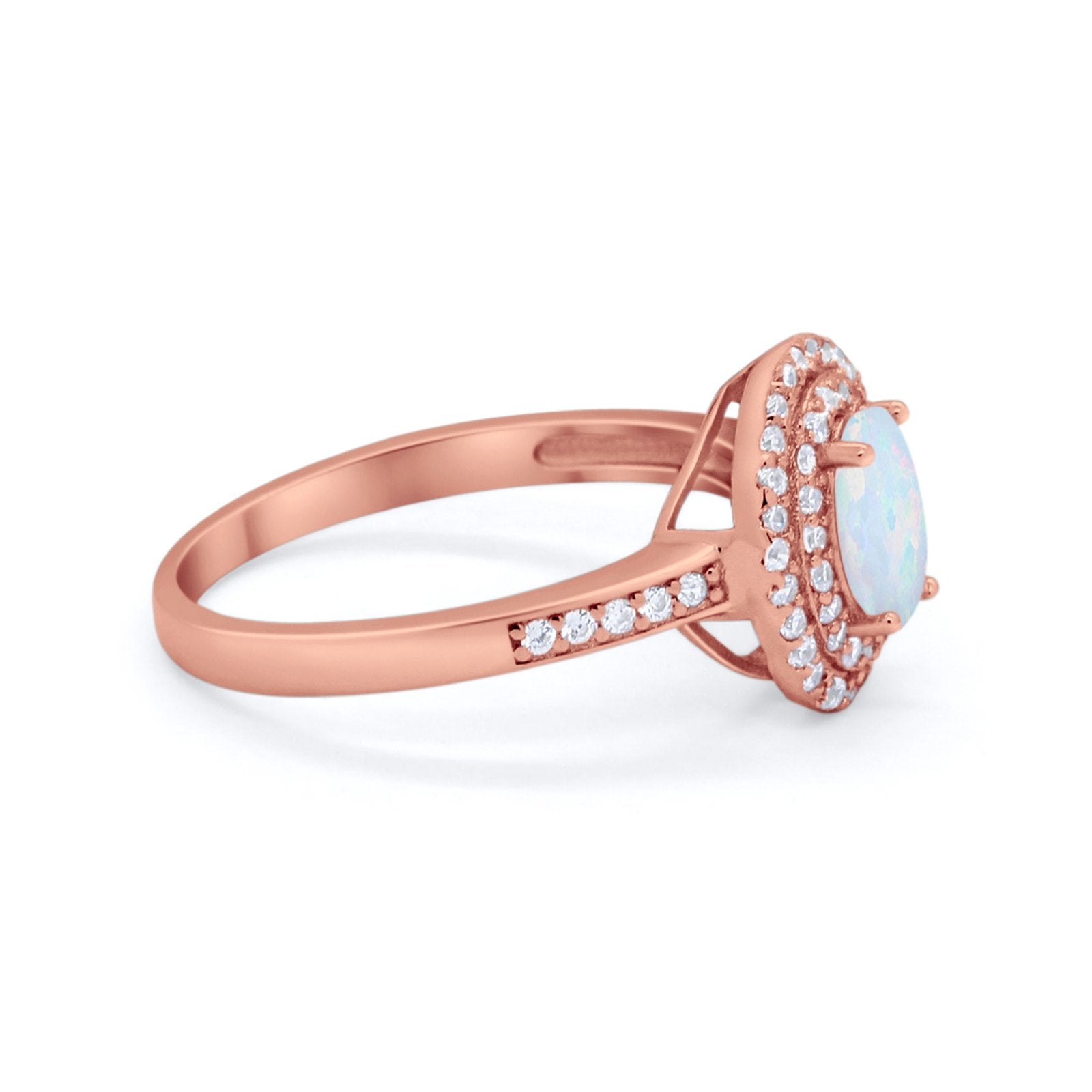 Art Deco Halo Wedding Ring Simulated Cubic Zirconia 925 Sterling Silver