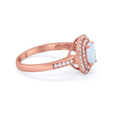 Art Deco Halo Wedding Ring Simulated Cubic Zirconia 925 Sterling Silver