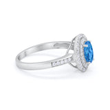 Art Deco Halo Wedding Ring Simulated Cubic Zirconia 925 Sterling Silver