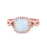 Cushion Cut Twisted Infinity Shank Wedding Ring Round Cubic Zirconia 925 Sterling Silver