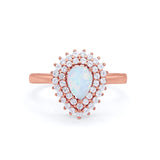 Teardrop Pear Wedding Engagement Bridal Ring Round Cubic Zirconia 925 Sterling Silver