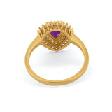 Teardrop Pear Wedding Engagement Bridal Ring Round Cubic Zirconia 925 Sterling Silver