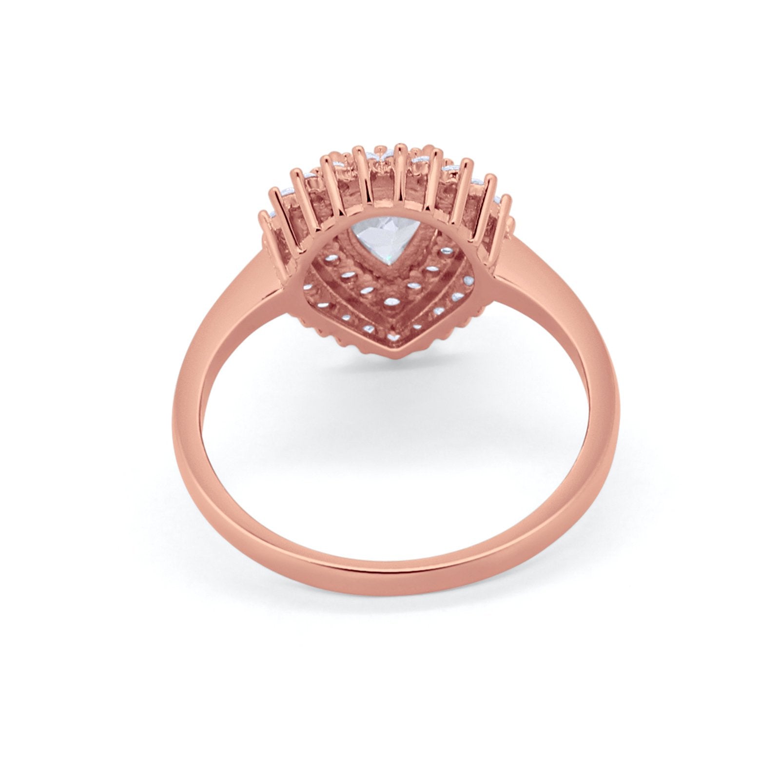 Teardrop Pear Wedding Engagement Bridal Ring Round Cubic Zirconia 925 Sterling Silver