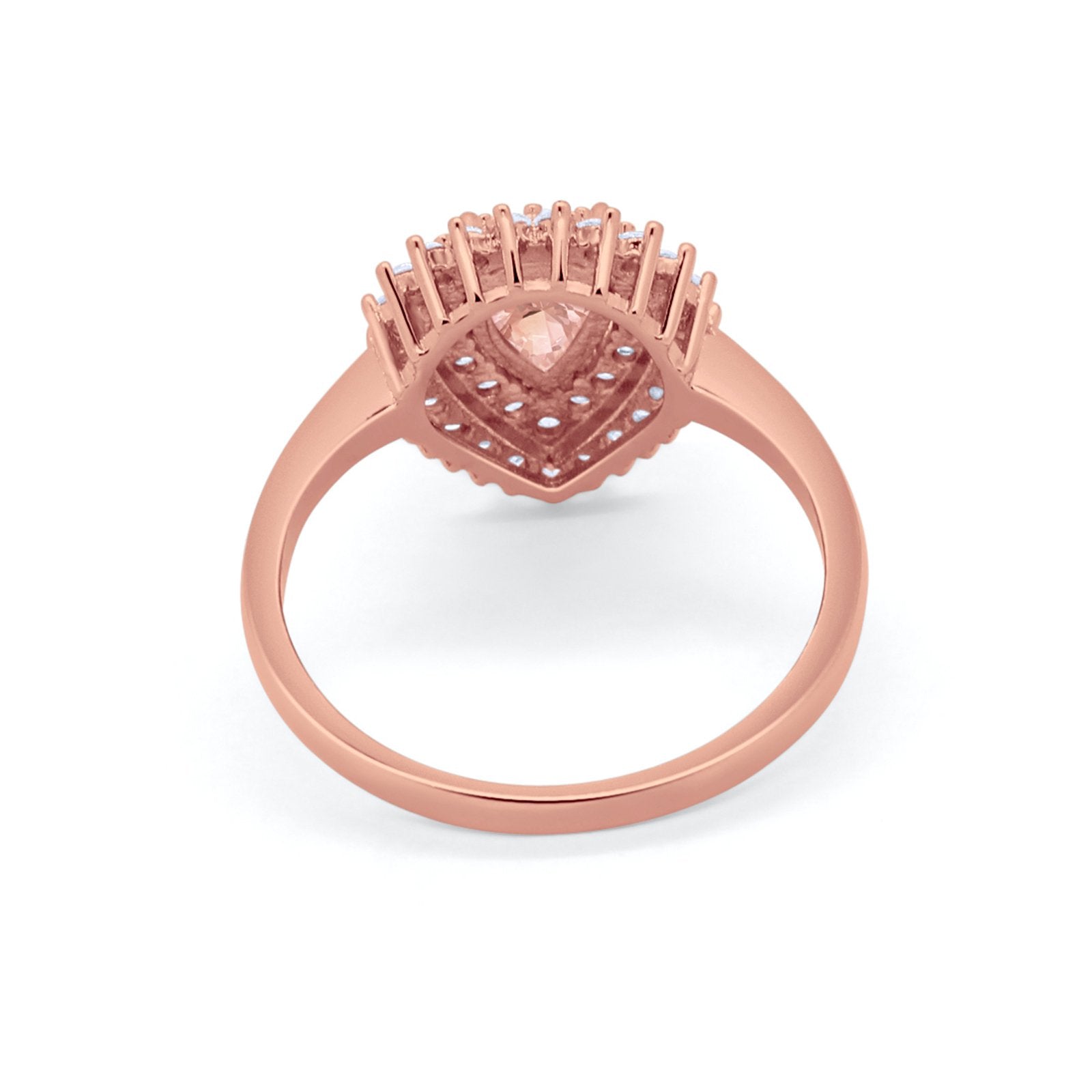 Teardrop Pear Wedding Engagement Bridal Ring Round Cubic Zirconia 925 Sterling Silver