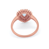 Teardrop Pear Wedding Engagement Bridal Ring Round Cubic Zirconia 925 Sterling Silver