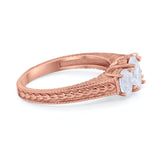 Art Deco Oval Three Stone Wedding Bridal Ring Round Cubic Zirconia 925 Sterling Silver