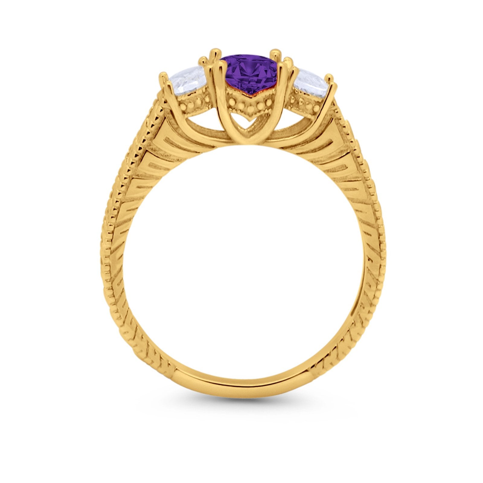 Art Deco Oval Three Stone Wedding Bridal Ring Round Cubic Zirconia 925 Sterling Silver