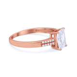 Art Deco Emerald Cut Wedding Engagement Ring Round Cubic Zirconia 925 Sterling Silver