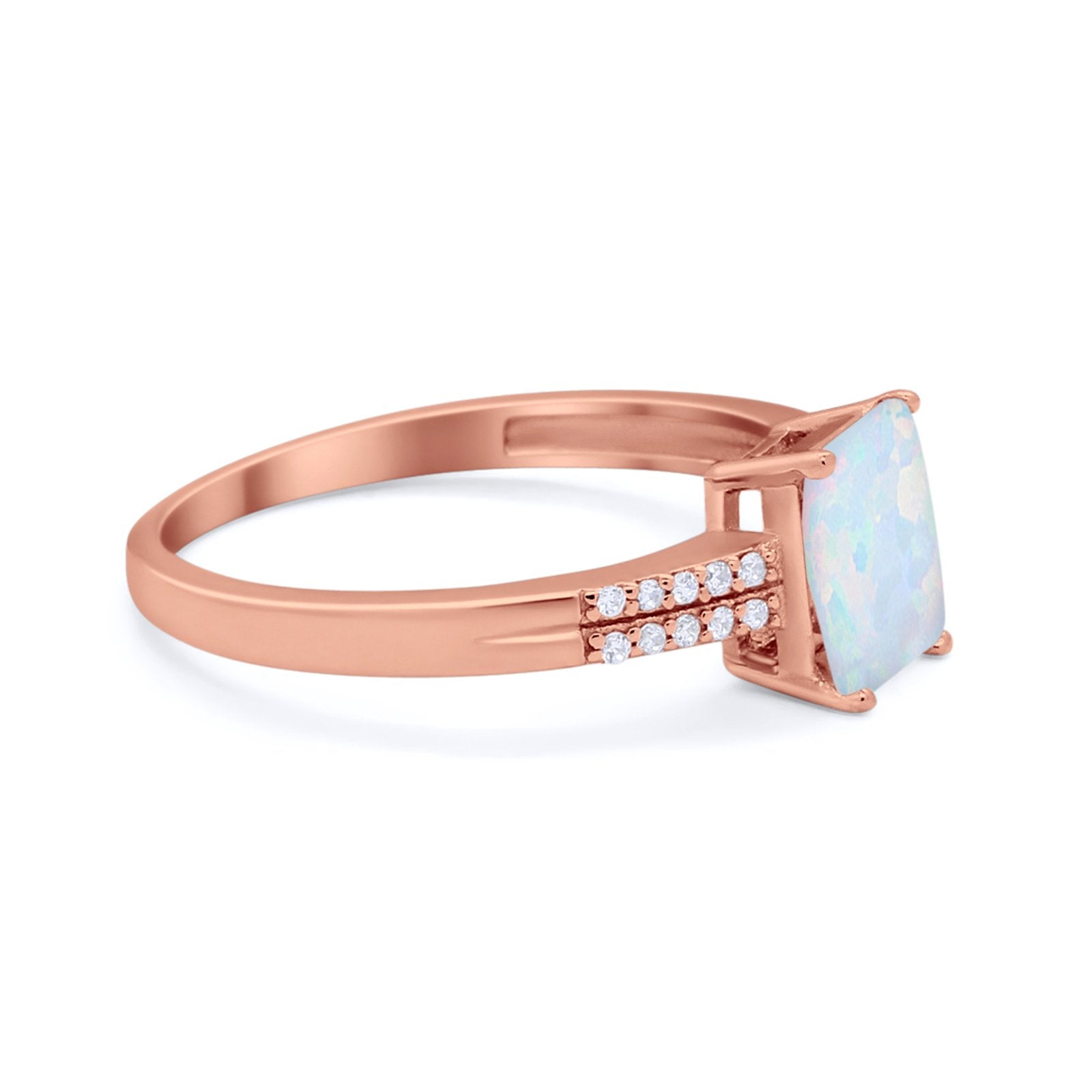 Art Deco Emerald Cut Wedding Engagement Ring Round Cubic Zirconia 925 Sterling Silver