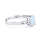 Art Deco Emerald Cut Wedding Engagement Ring Round Cubic Zirconia 925 Sterling Silver