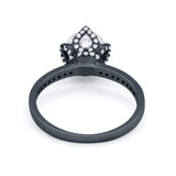 Art Deco Floral Wedding Bridal Ring Round Cubic Zirconia 925 Sterling Silver