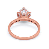 Art Deco Floral Wedding Bridal Ring Round Cubic Zirconia 925 Sterling Silver